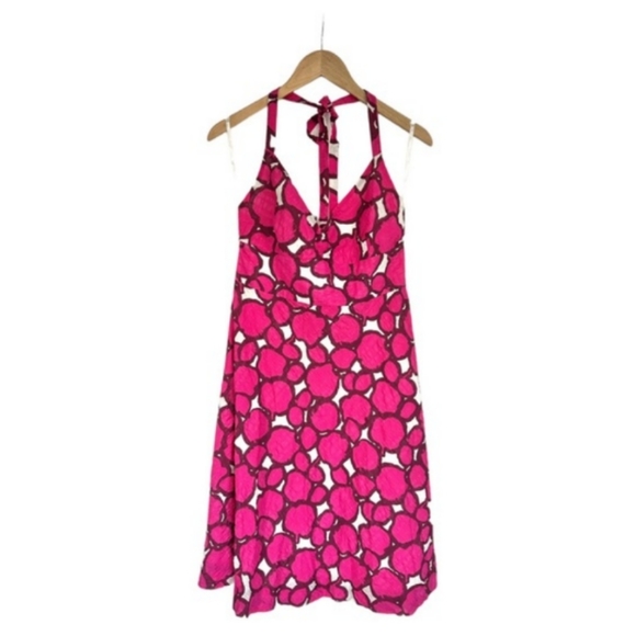 J. Crew Halter Pink Abstract Pattern Textured Cotton Dress Size 12 - Picture 12 of 12